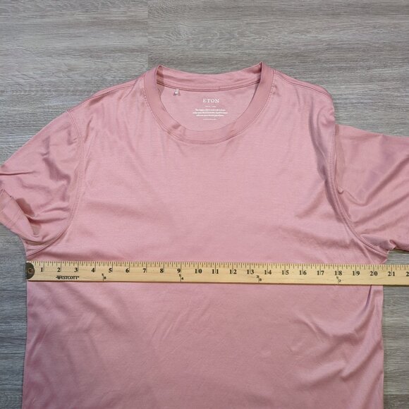 Eton Men's Large Slim Fit T Shirt Pink Filo di Scozia Cotton Solid Base Layer - Picture 6 of 7